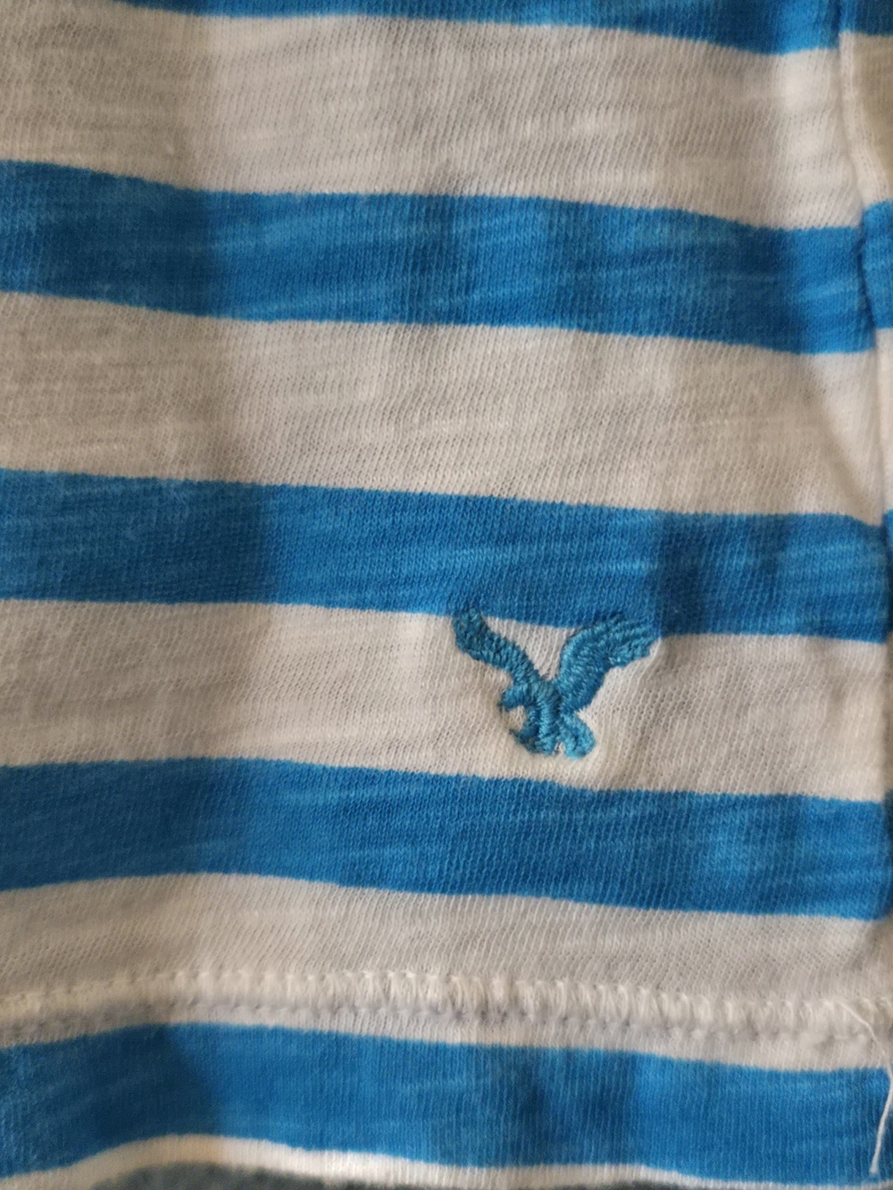 American Eagle Blue & White Nautical Striped 3/4 Sleeve Boat Neck Tee - M - Picture 3 of 4